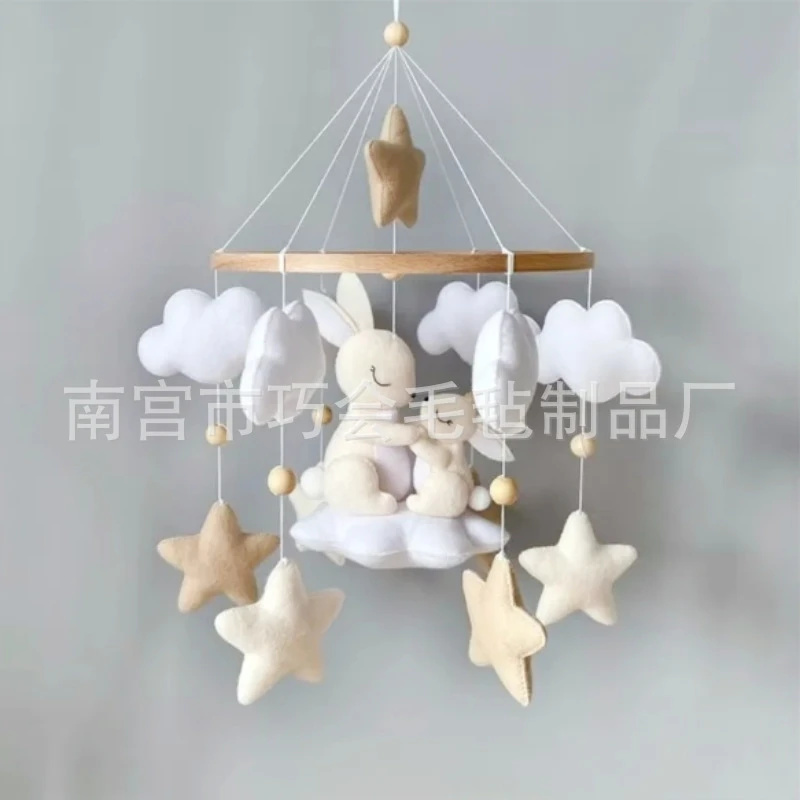 Baby Nursery Neutral - Handmade Soft Felt Bunny Baby Mobile