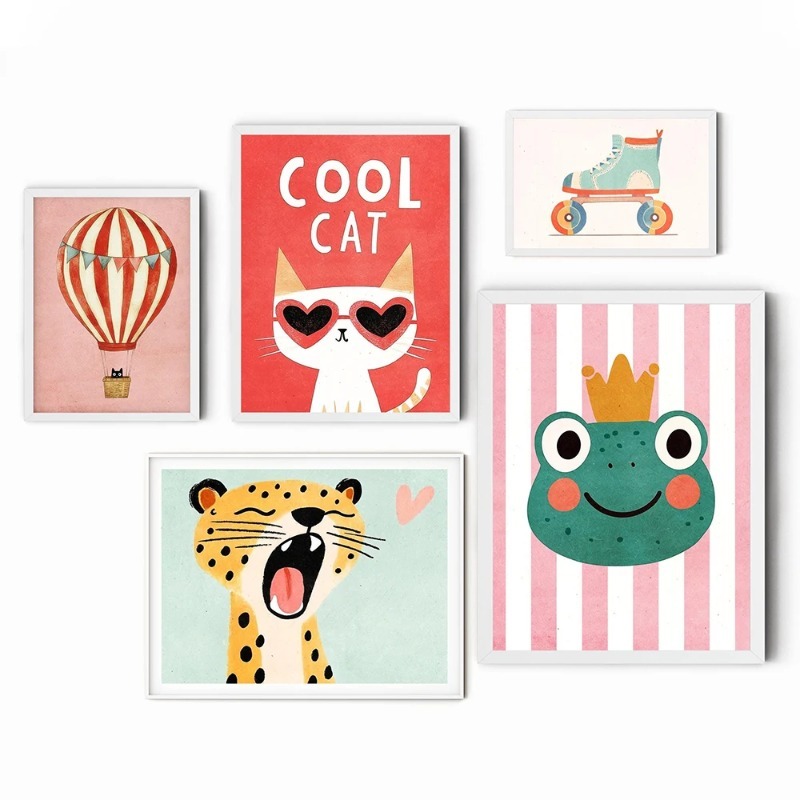Baby Nursery Neutral - Funny Animals Posters Prints Wall Art