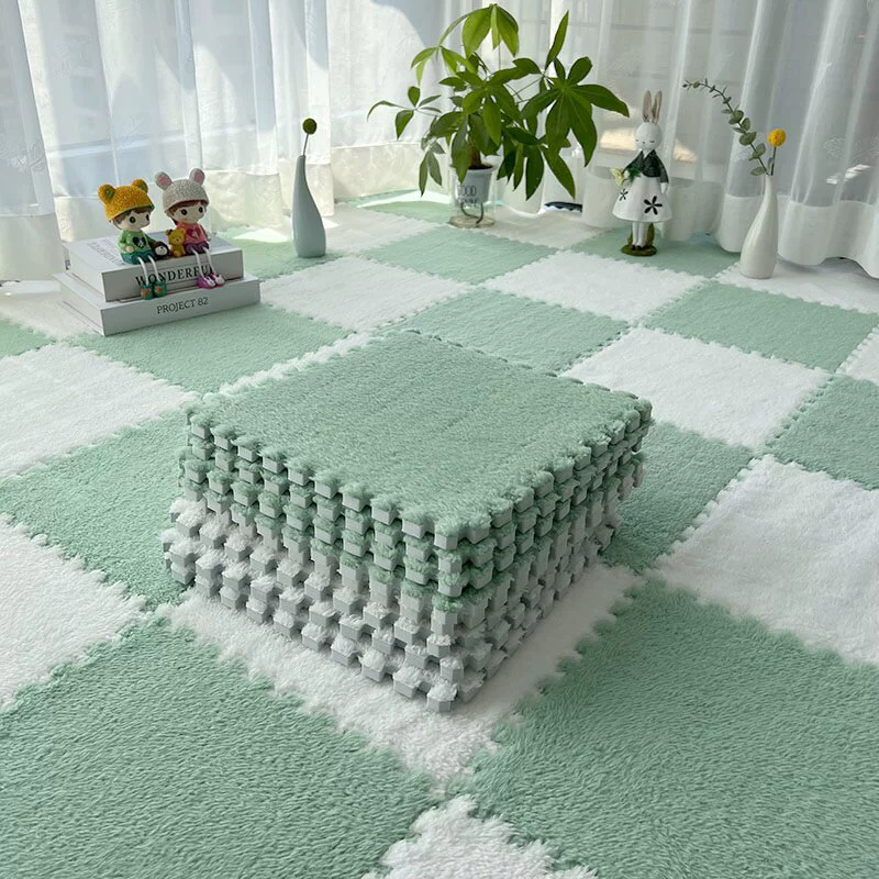 Baby Nursery Carpet - Soft Fluffy Puzzle Foam Floor Mat-Interlocking