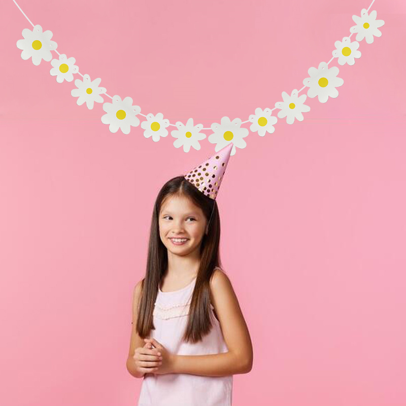 Baby Nursery Bunting - 1Set White Daisy Flower Banner Paper
