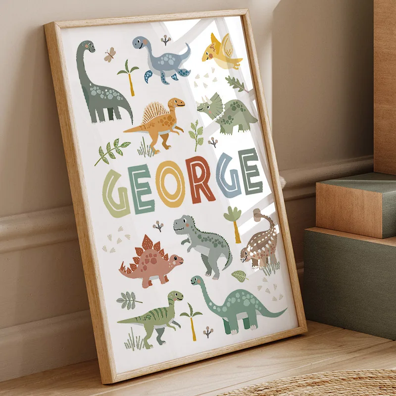 Baby Nursery Wall Decor - Cute Dinosaur T-Rex Brachiosaurus Nursery Wall