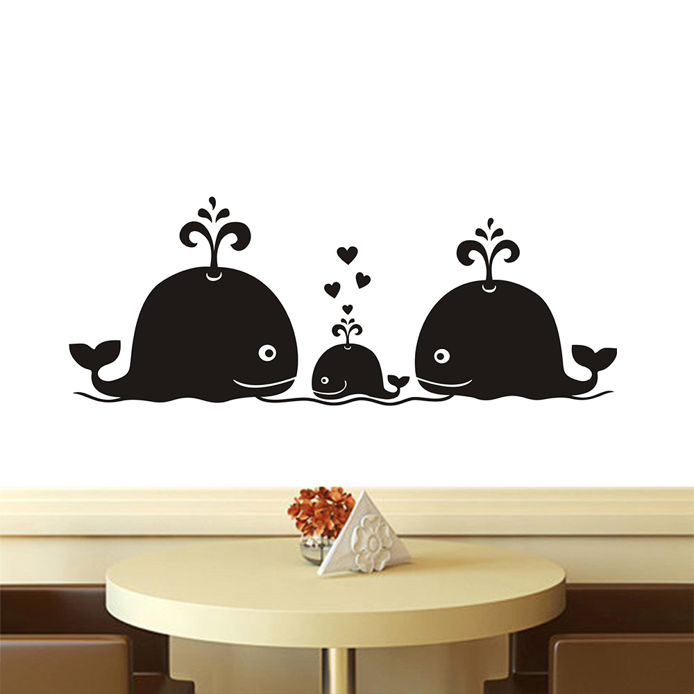 Baby Nursery Vintage - New Cute Whale Hearts Family Wall
