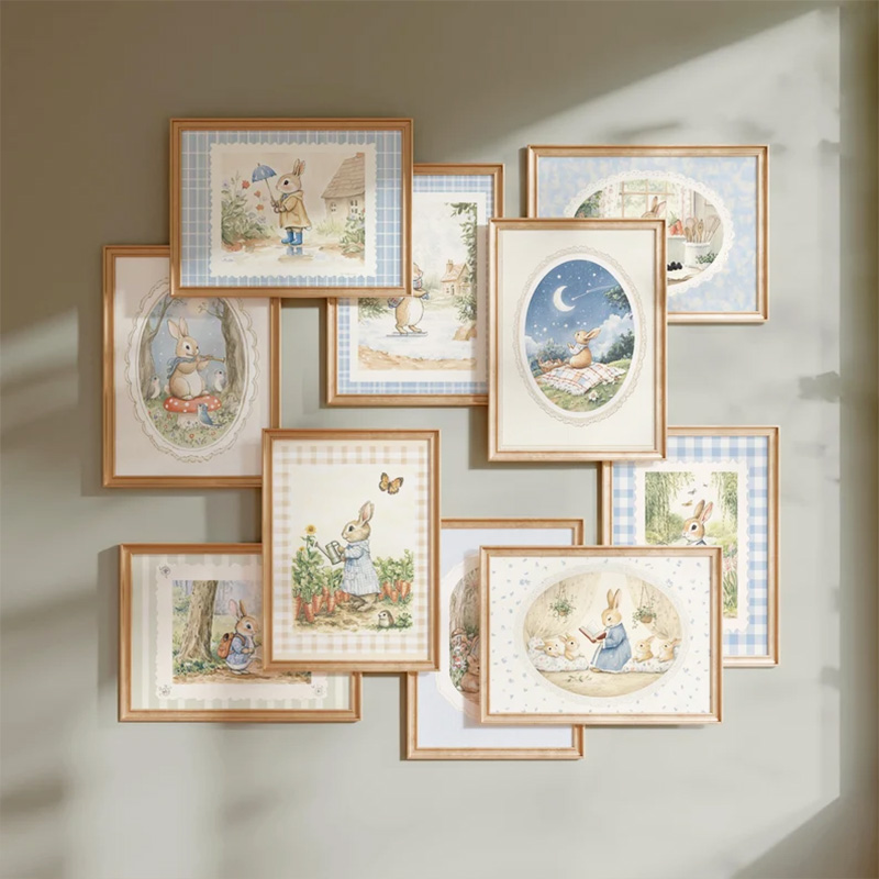 Baby Nursery Vintage - Vintage Boho Blue Plaid Rabbit Inspired