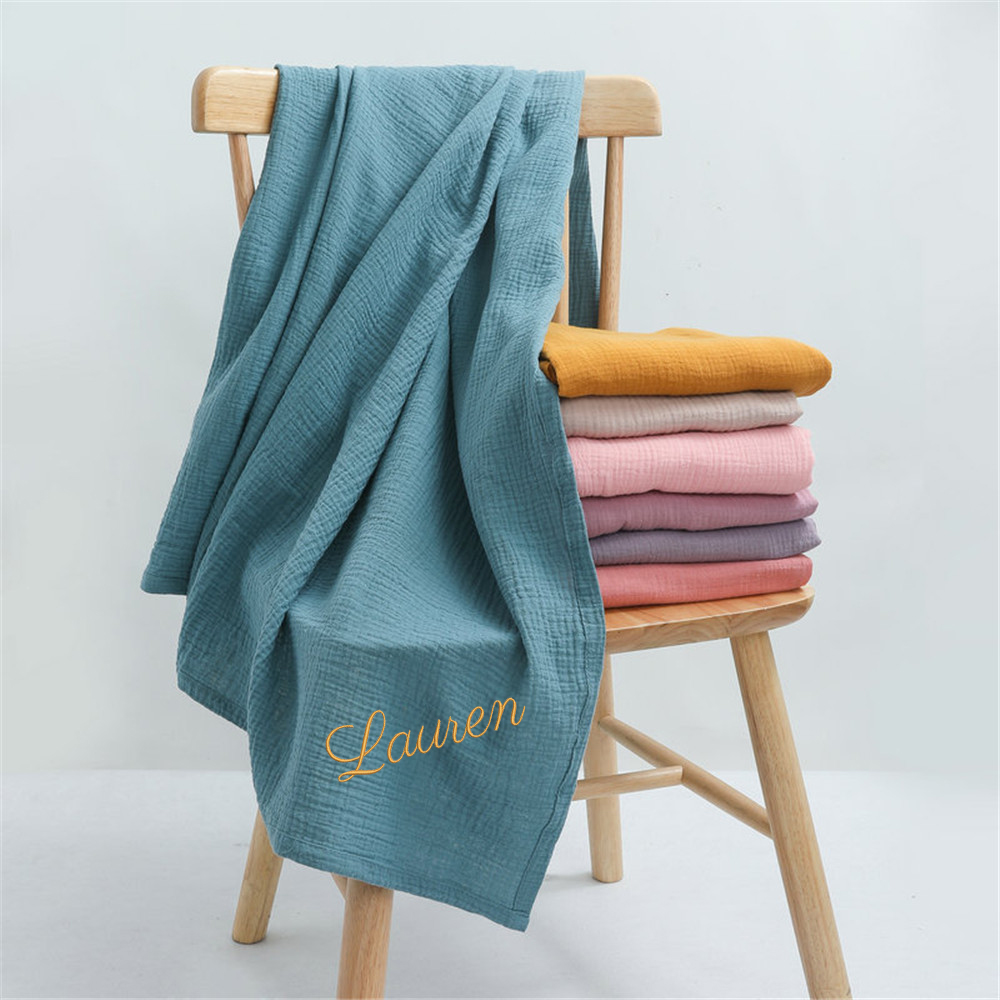 Swaddle Blanket Muslin - Personalized Name Embroidered Custom Baby Cotton