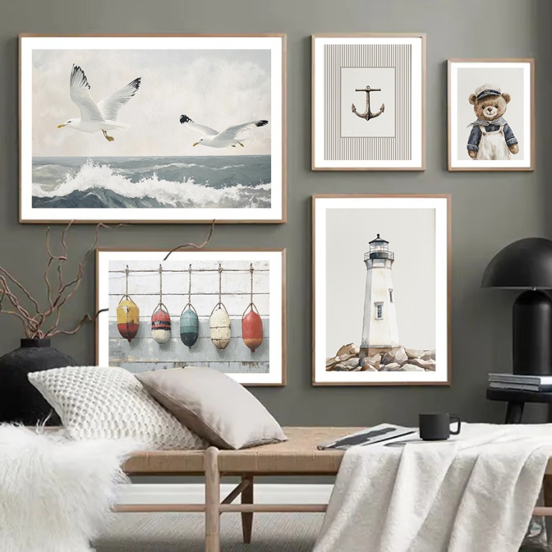 Baby Nursery Vintage - Neutral Nautical Nursery Art Vintage Anchor