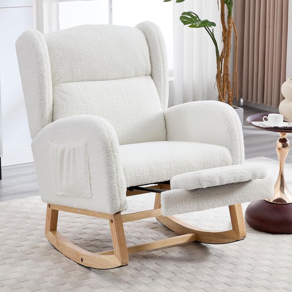 Rocking Chair Nursery - Upholstered Nursery Rocking Chair with Ottoman,