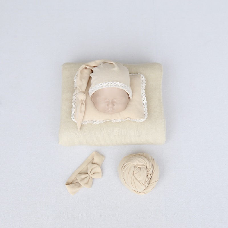Baby Nursery Set - Newborn knitted blanket stretch wrap handmade