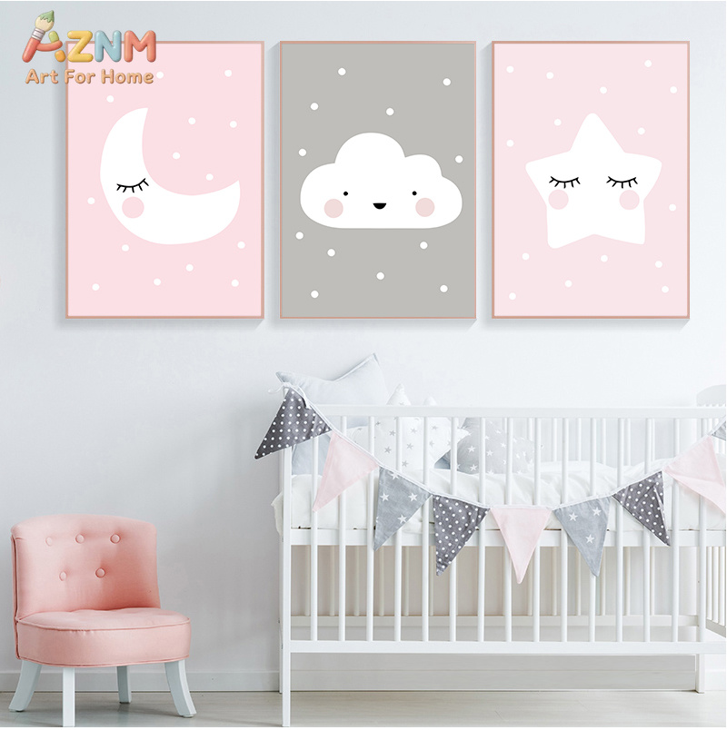 Baby Nursery Neutral - AZNM Cute Cartoon Moon Cloud Star
