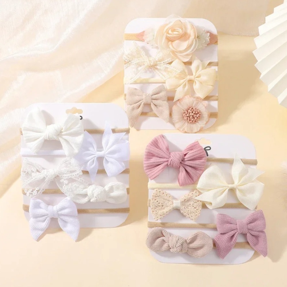 Baby Nursery Set - 5Pcs Baby Flower Lace Bow Headband