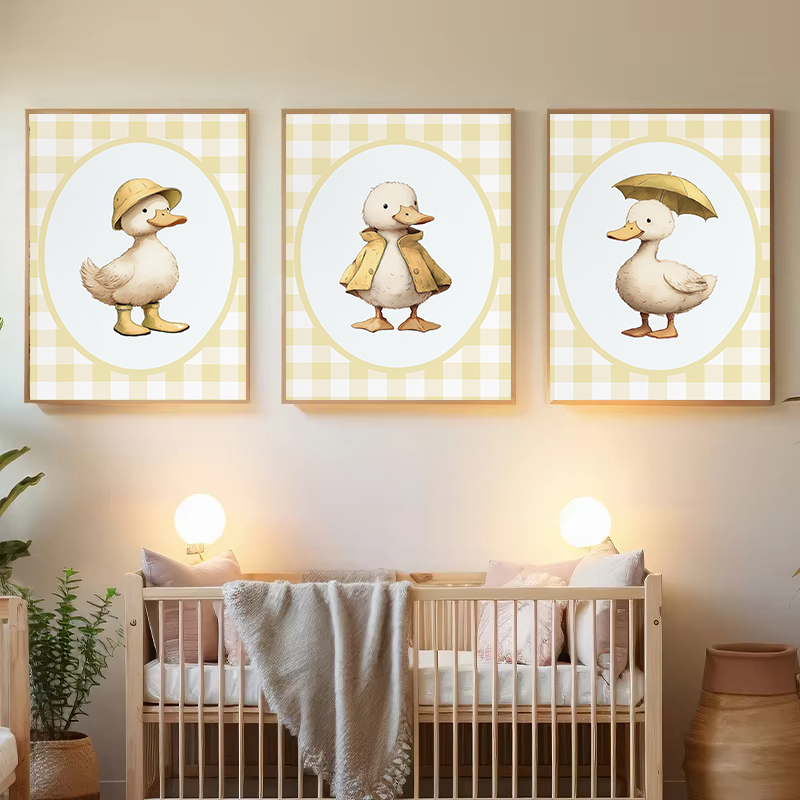 Baby Nursery Yellow - Silly Nursery Little Duck Yellow Gingham
