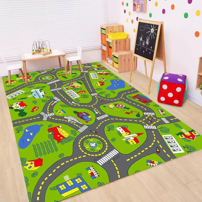 Baby Nursery Carpet - Kids Road Traffic Carpet Cartoon Car