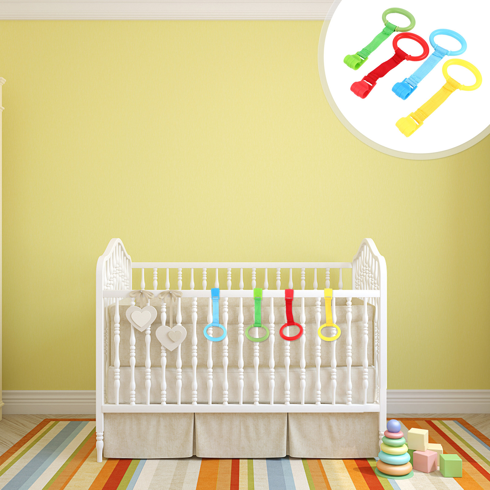 Baby Nursery Bed - 4Pcs Baby Cot Rings Crib Hand