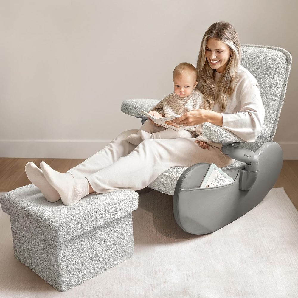 Rocking Chair Nursery - Upholstered Rocking Chair with Ottoman, Nursing
