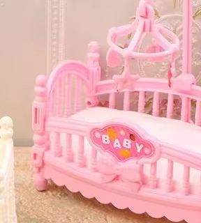 Baby Nursery Bed - 1:12 Dollhouse Miniature Mini Baby Bed