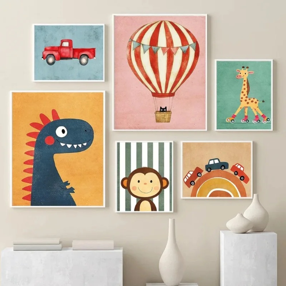 Baby Nursery Neutral - Tiger Lion Frog Bear Cat Balloon