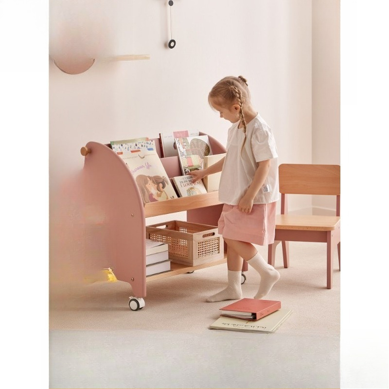 Baby Bookshelf Small - Solid wood bookshelf Floor-to-ceiling magazine shelf