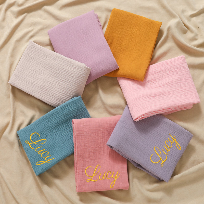 Swaddle Blanket Muslin - Personalized Name Embroidered Custom Baby Cotton