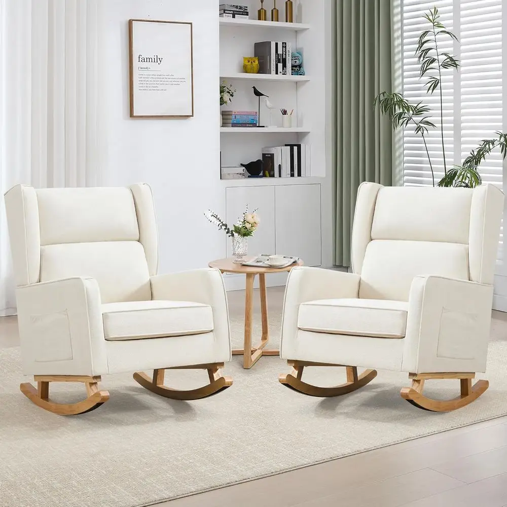 Rocking Chair Nursery - High-Back Solid Wood Rocking Chair for