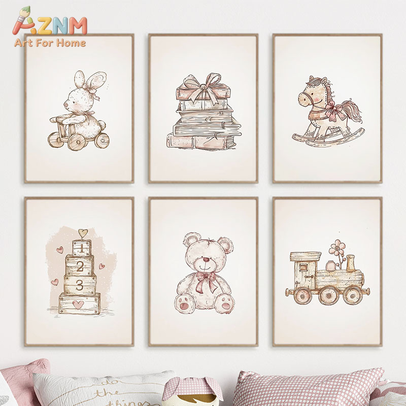 Baby Nursery Vintage - AZNM Vintage Baby Toy Canvas Wall