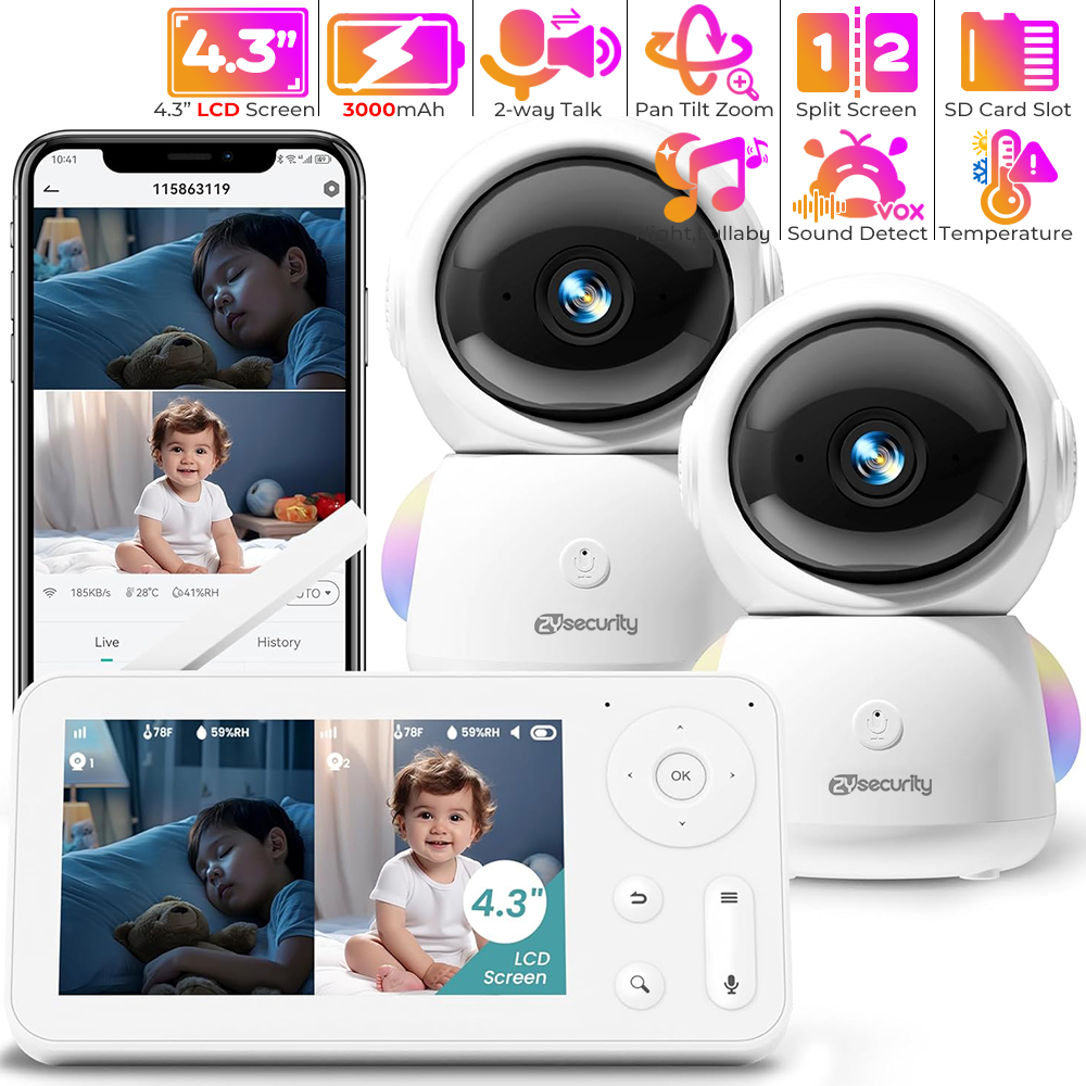 Baby Nursery Camera - 2K Baby Monitor with 2 Cameras