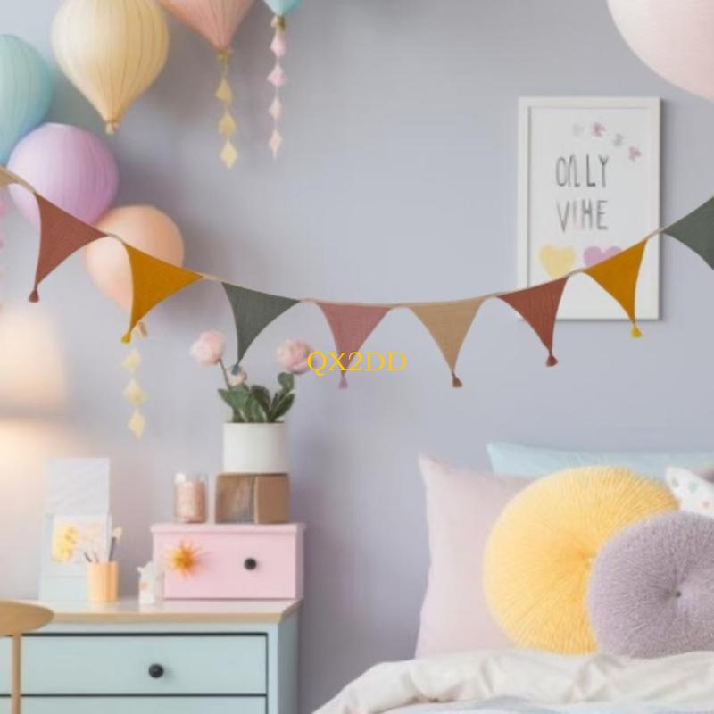 Baby Nursery Bunting - QX2D Soft Fabric Bunting Banners Candy