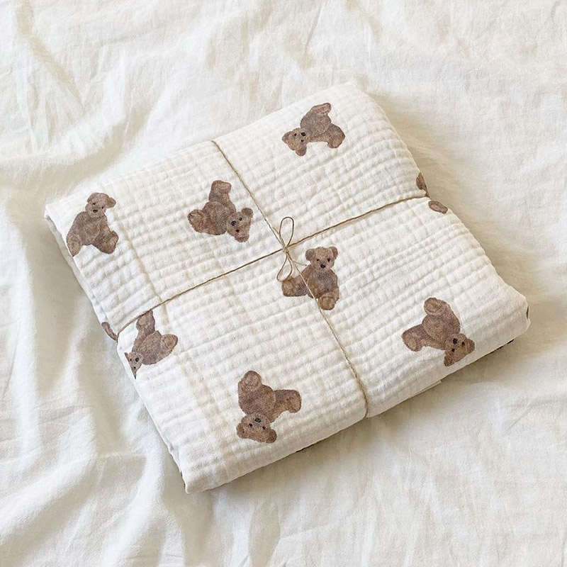 Bear Print Baby Blankets Newbo - Swaddle Blanket Muslin review and price