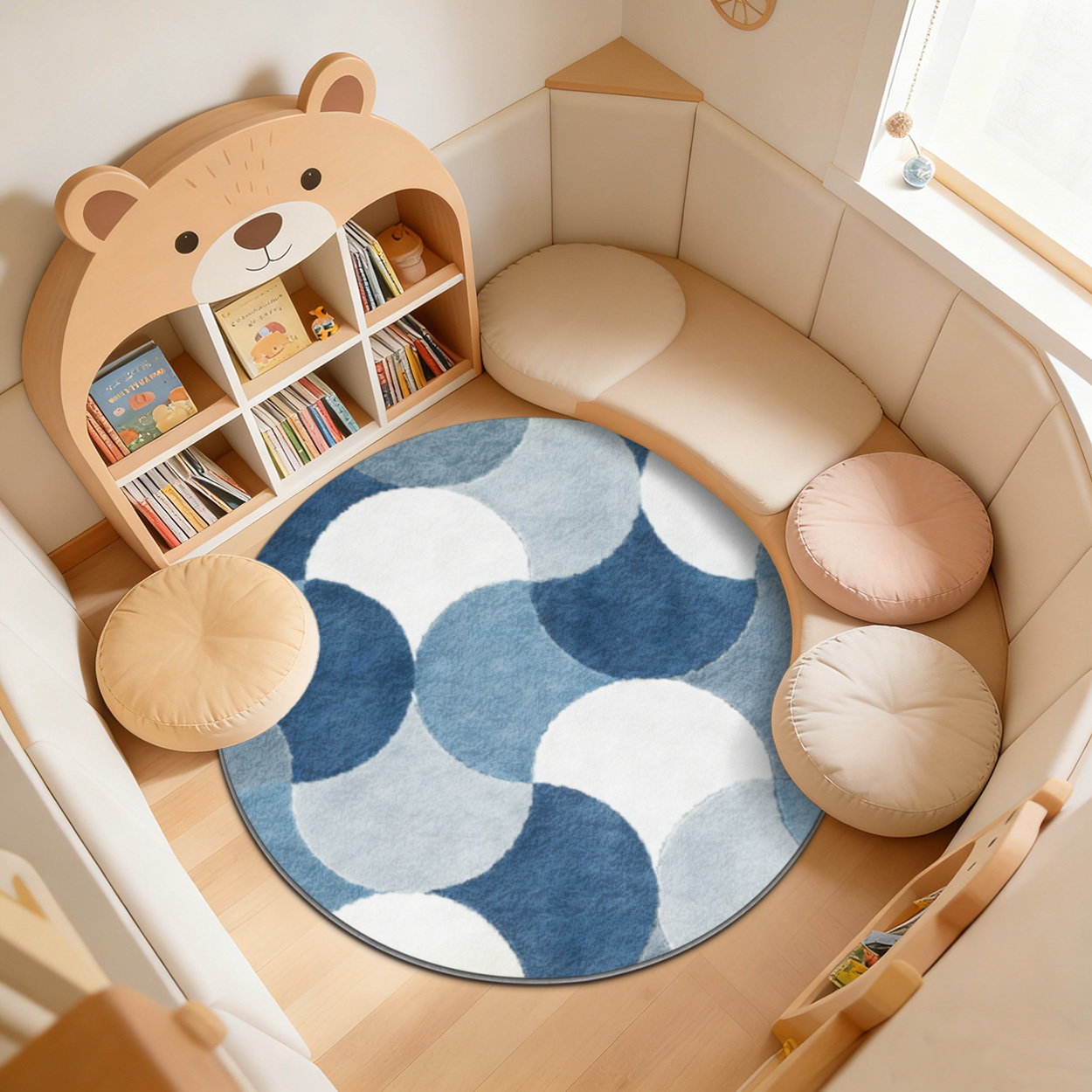 Kids Round Geometric Blue Patt - Baby Nursery Carpet review and price