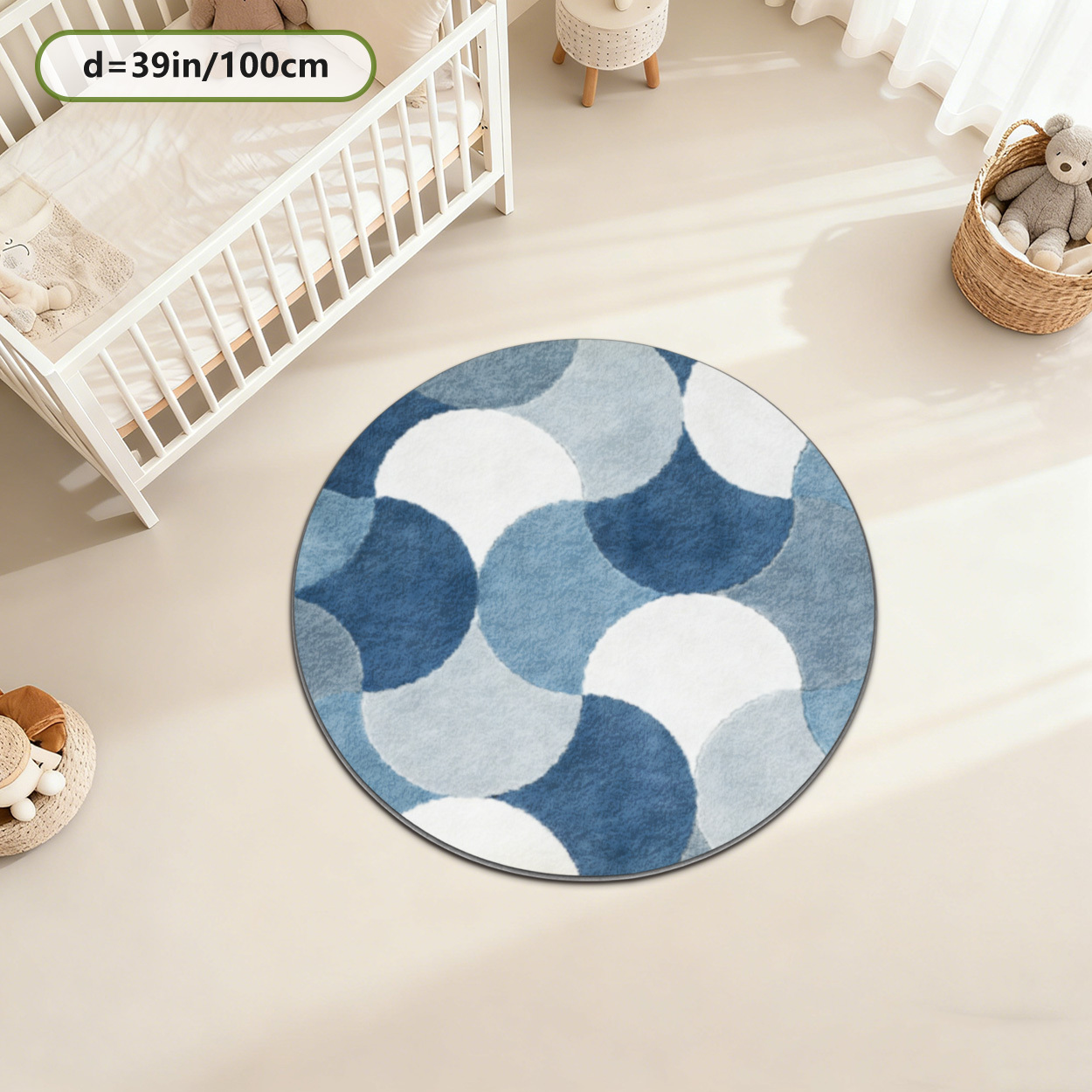 Kids Round Geometric Blue Patt - Baby Nursery Carpet review and price