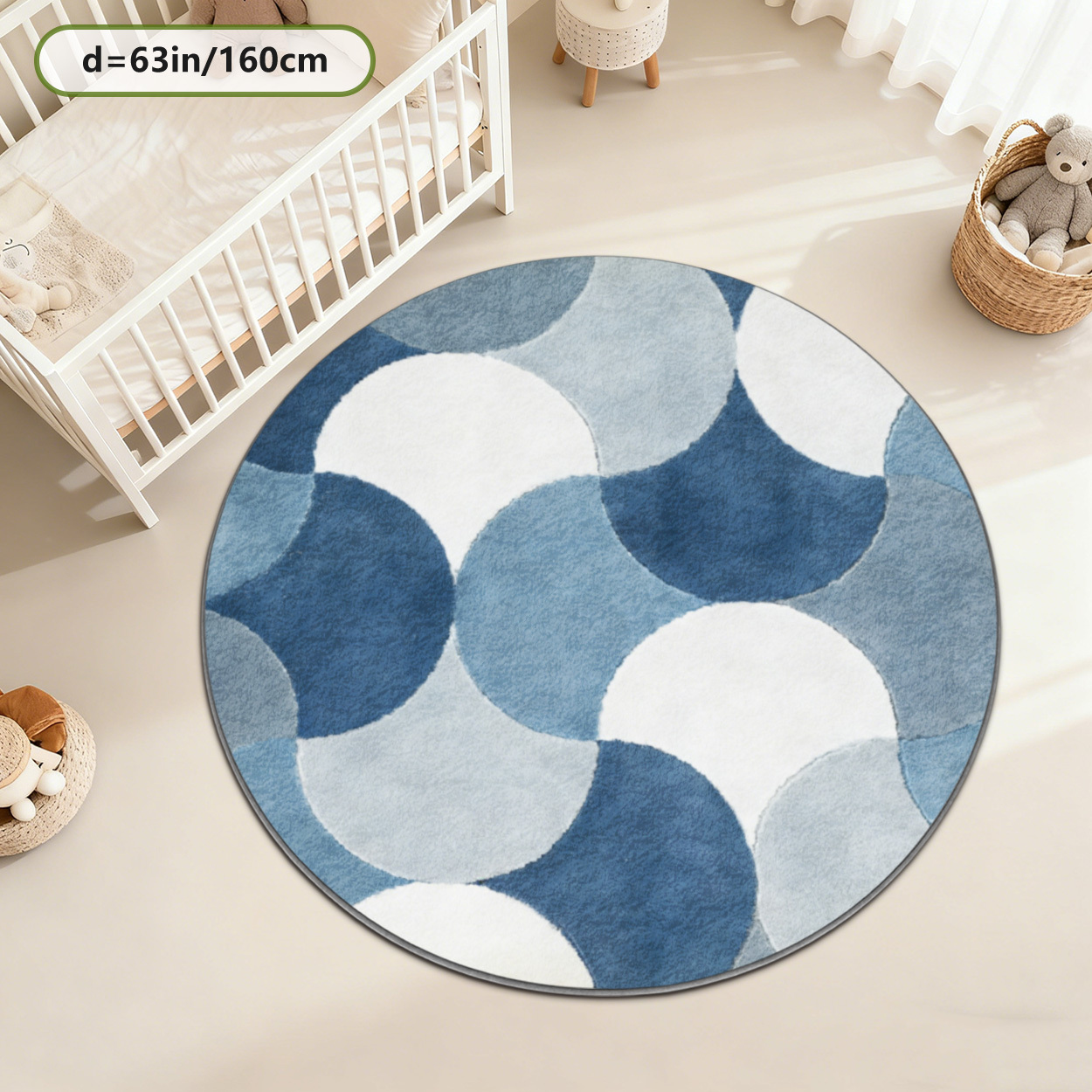 Kids Round Geometric Blue Patt - Baby Nursery Carpet review and price