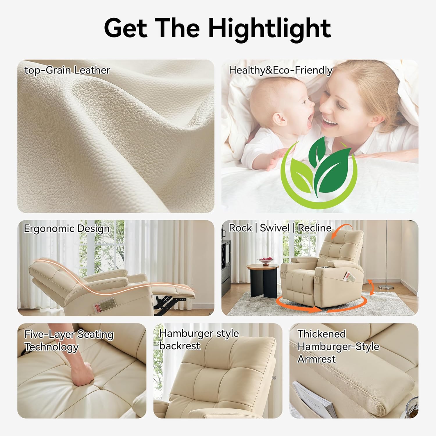 #Leather Recliner Chair, Swive - Rocking Chair Nursery review and price