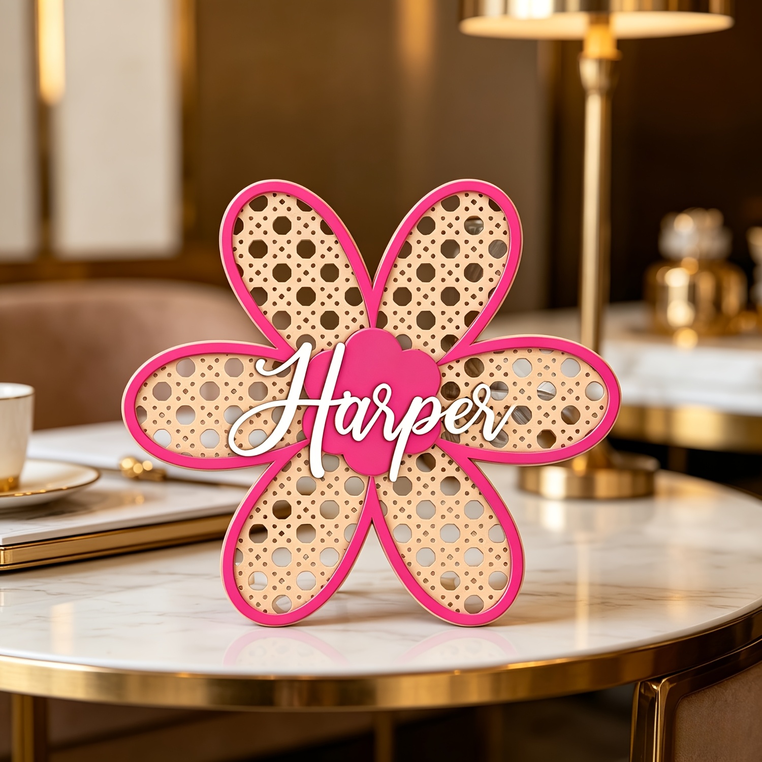 Personalized Boho Rattan Flowe - Baby Nursery Baby review and price
