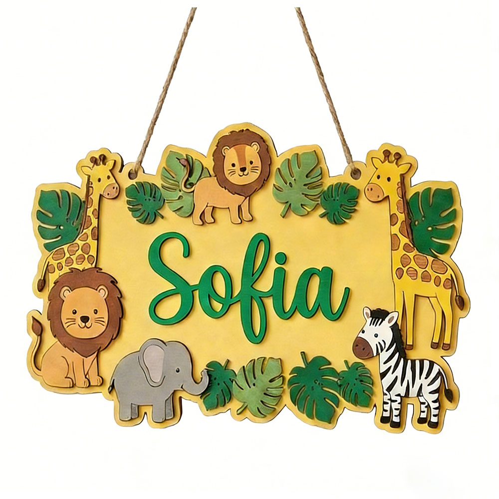 Personalized Safari Name Sign, - Baby Nursery Yellow review and price