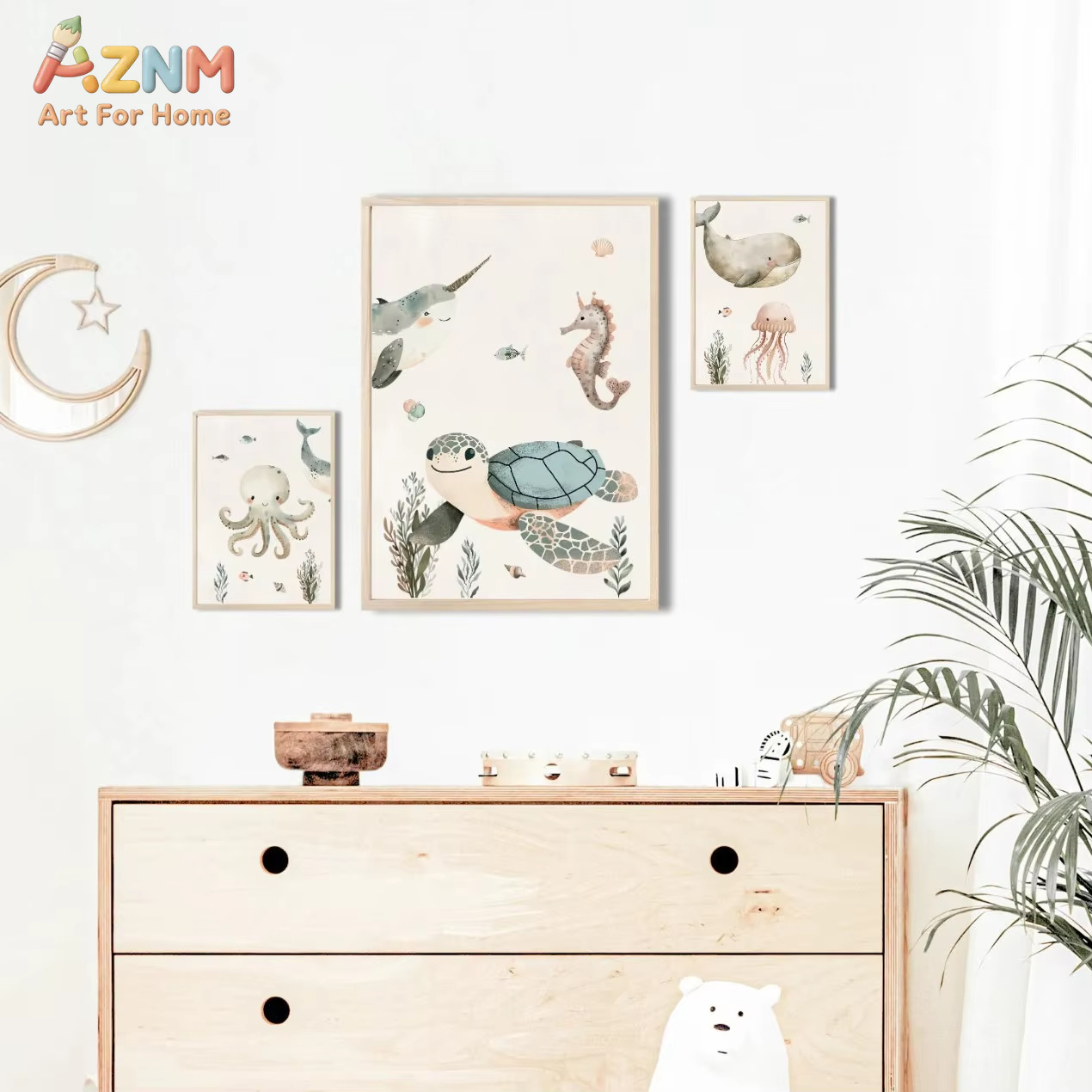 AZNM Watercolor Cute Ocean Ani - Baby Nursery Ocean review and price