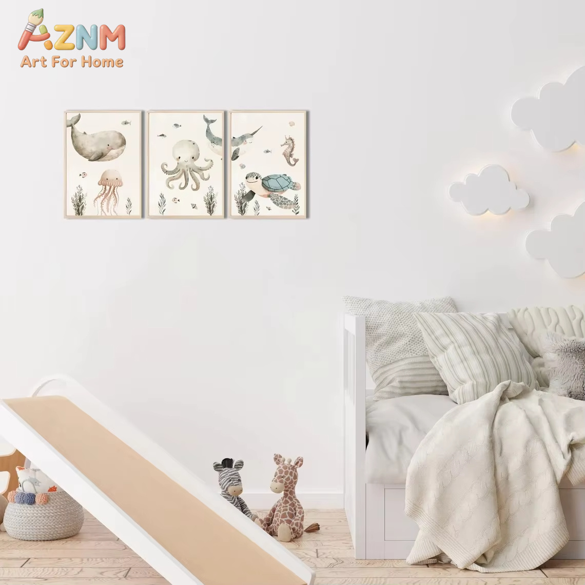 AZNM Watercolor Cute Ocean Ani - Baby Nursery Ocean review and price
