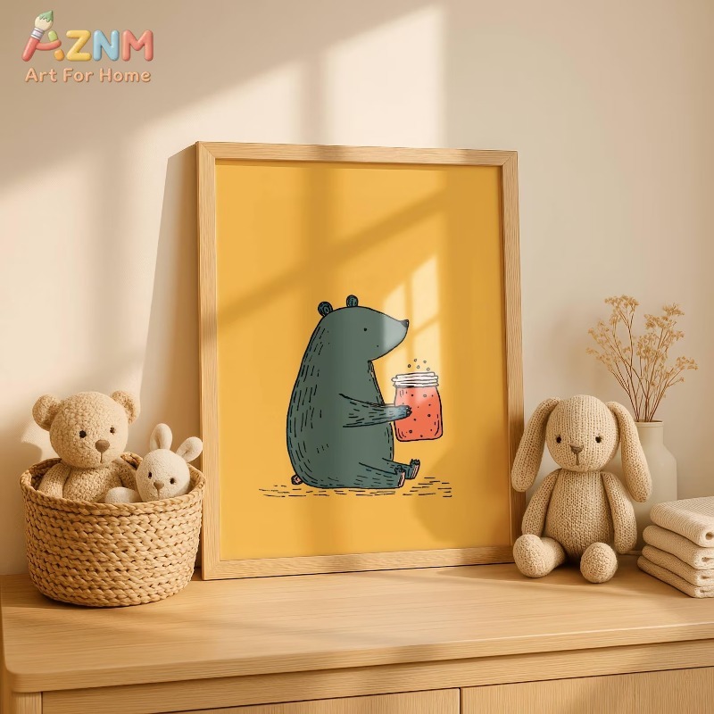 AZNM Cartoon Bear Honey Jar Ca - Baby Nursery Yellow review and price