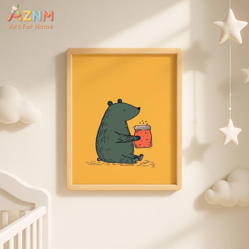 AZNM Cartoon Bear Honey Jar Ca - Baby Nursery Yellow review and price