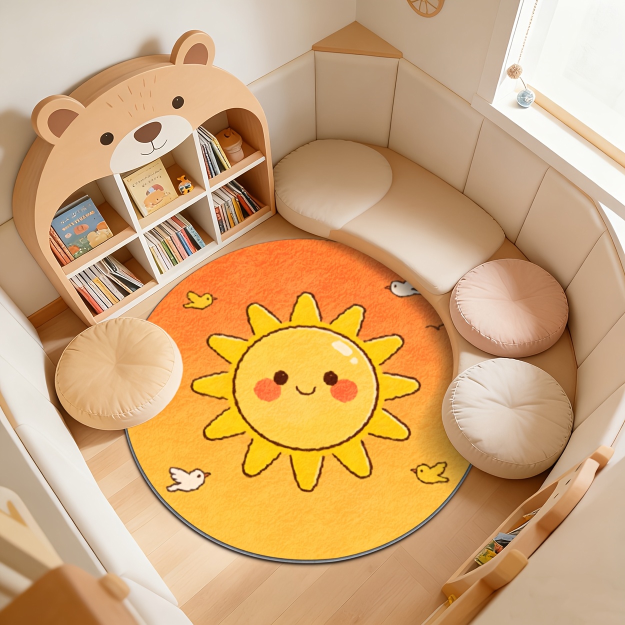 Kids Round Sun Rug Yellow Play - Baby Nursery Carpet review and price