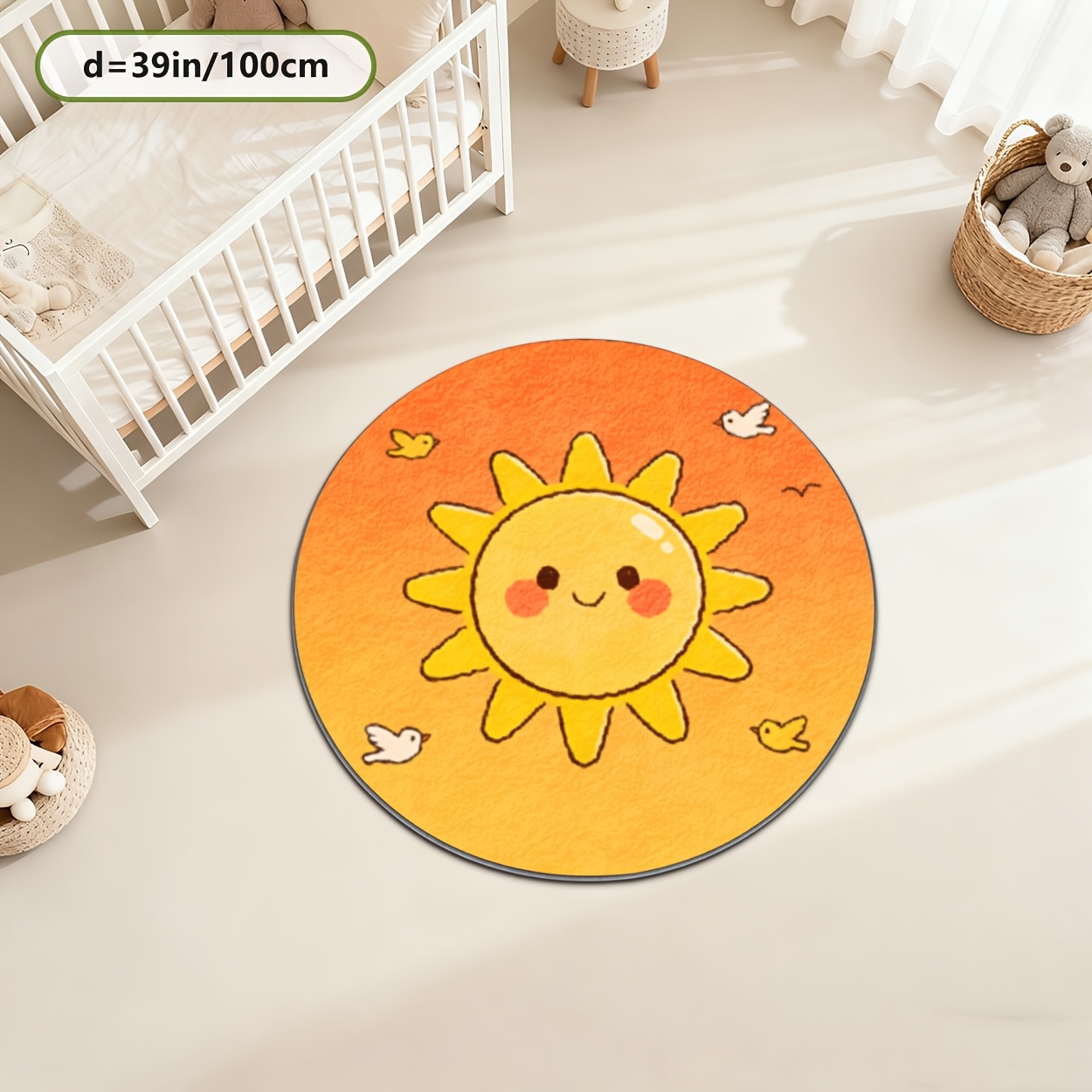 Kids Round Sun Rug Yellow Play - Baby Nursery Carpet review and price