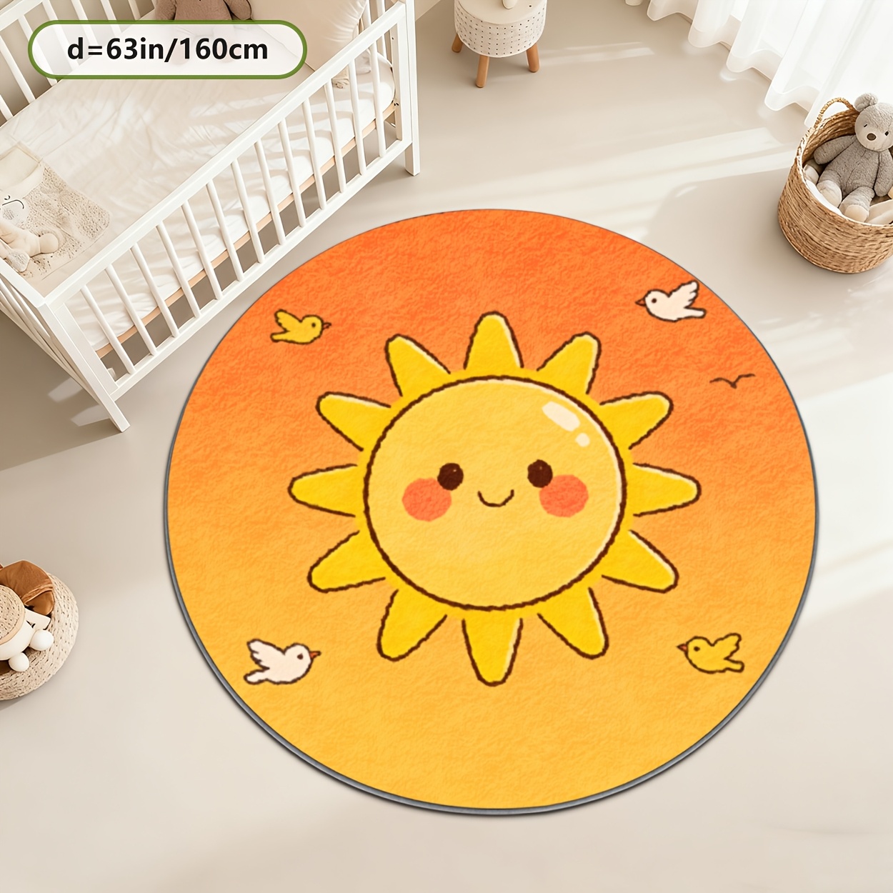 Kids Round Sun Rug Yellow Play - Baby Nursery Carpet review and price
