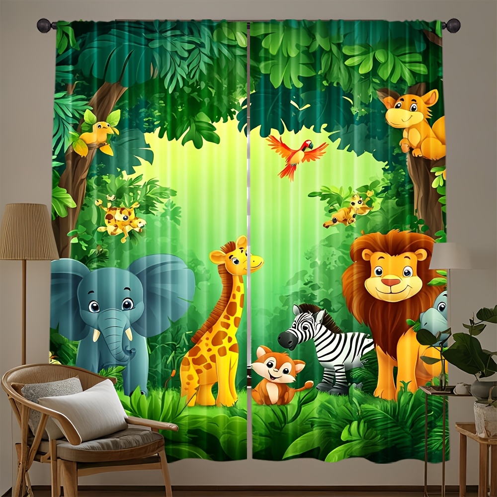2pcs Cartoon Animal Curtains J - Baby Nursery In Hospital review and price