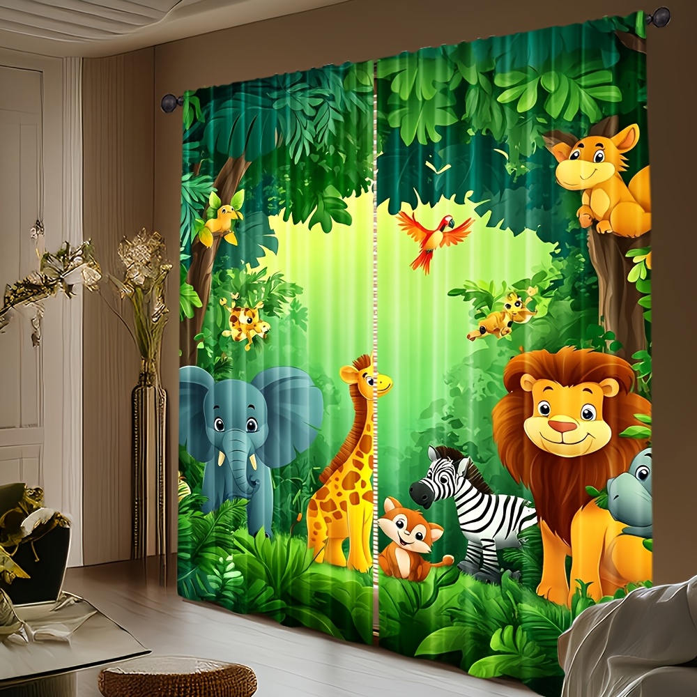2pcs Cartoon Animal Curtains J - Baby Nursery In Hospital review and price