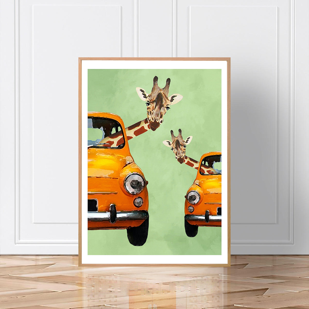 Giraffes In Yellow Cars Cartoo - Baby Nursery Yellow review and price
