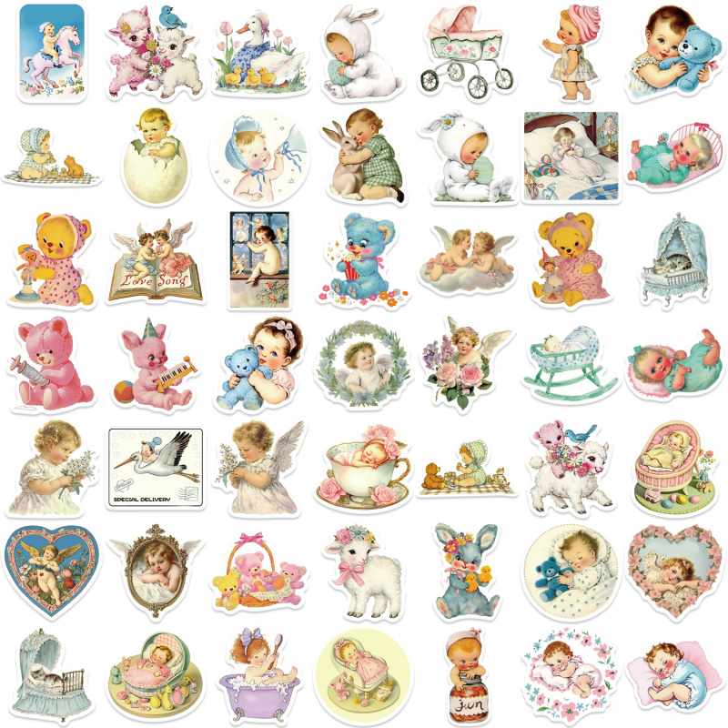 50pcs Vintage Baby Stickers Cu - Baby Nursery Vintage review and price