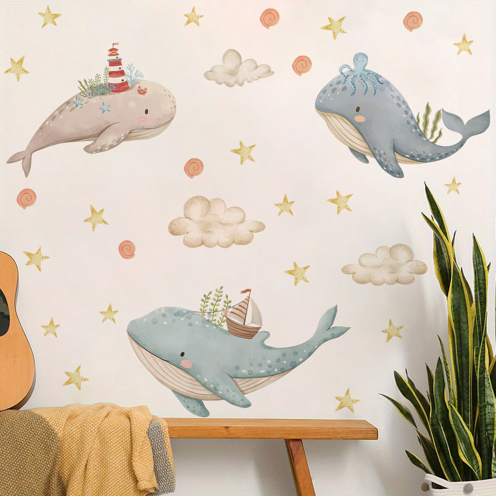 Cartoon Marine Whale Star Wall - Baby Nursery Ocean review and price