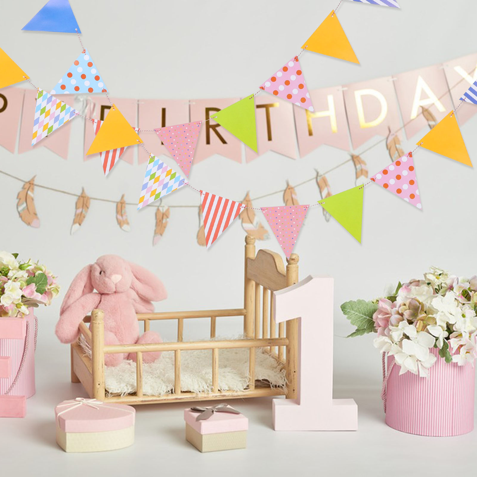 Triangle Paper Bunting Flags G - Baby Nursery Bunting review and price