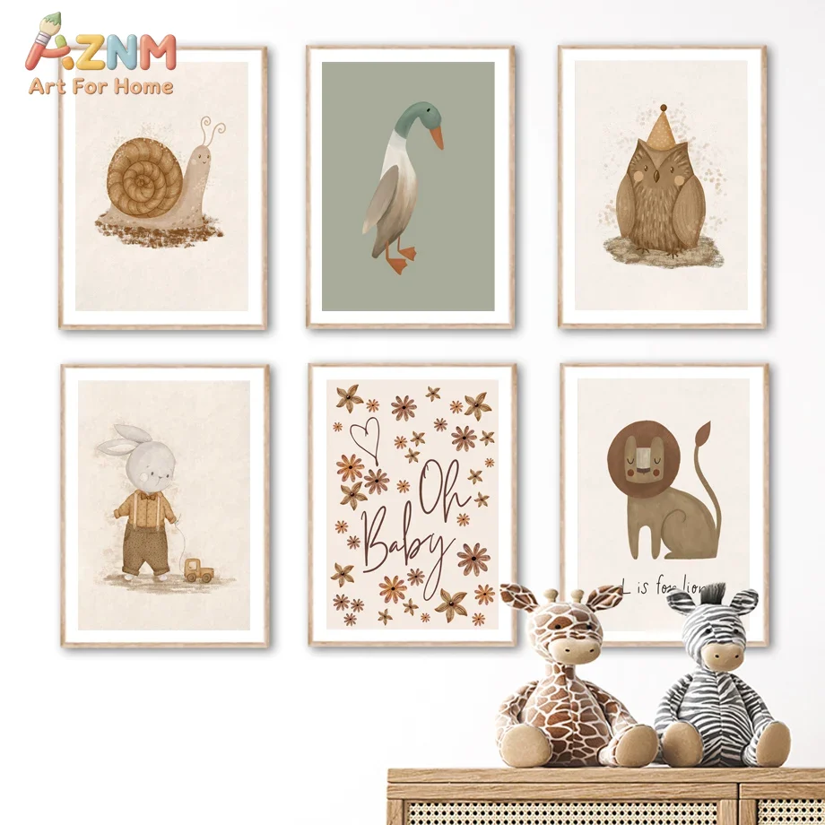 AZNM Neutral Baby Animal Canva - Baby Nursery Neutral review and price