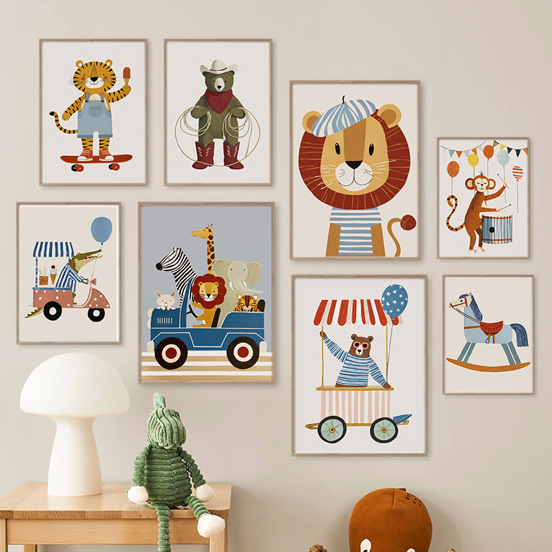 Funny Cartoon Animal Car Ballo - Baby Nursery Wall Decor review and price