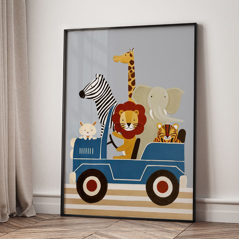 Funny Cartoon Animal Car Ballo - Baby Nursery Wall Decor review and price