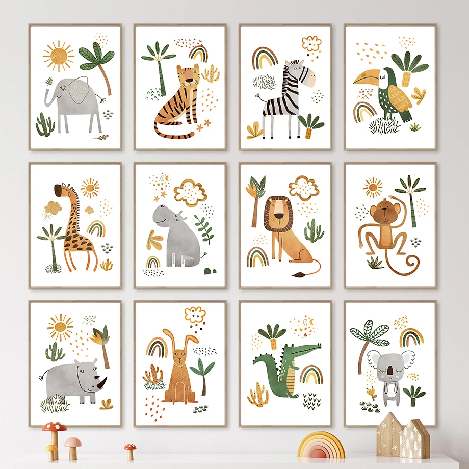 Giraffe Elephant Tiger Zebra T - Baby Nursery Wall Decor review and price