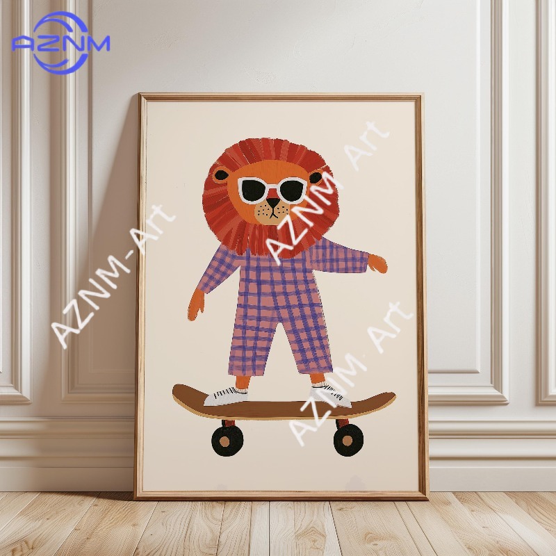 1PC Funny Animal Skateboarding - Baby Nursery Wall Decor review and price